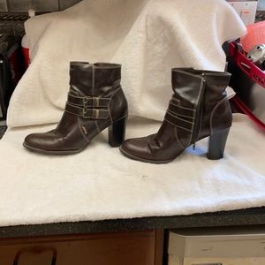 Brown high-heeled boots